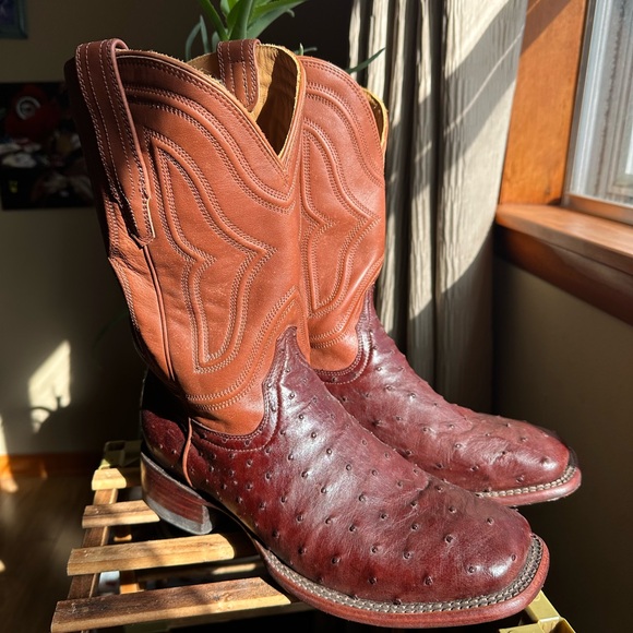 Tecovas Mahogany Ostrich Cowboy Boots